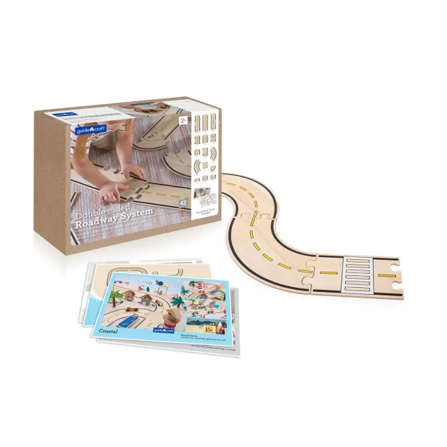 Guidecraft Double-Sided Roadway houten autoweg 42-delig