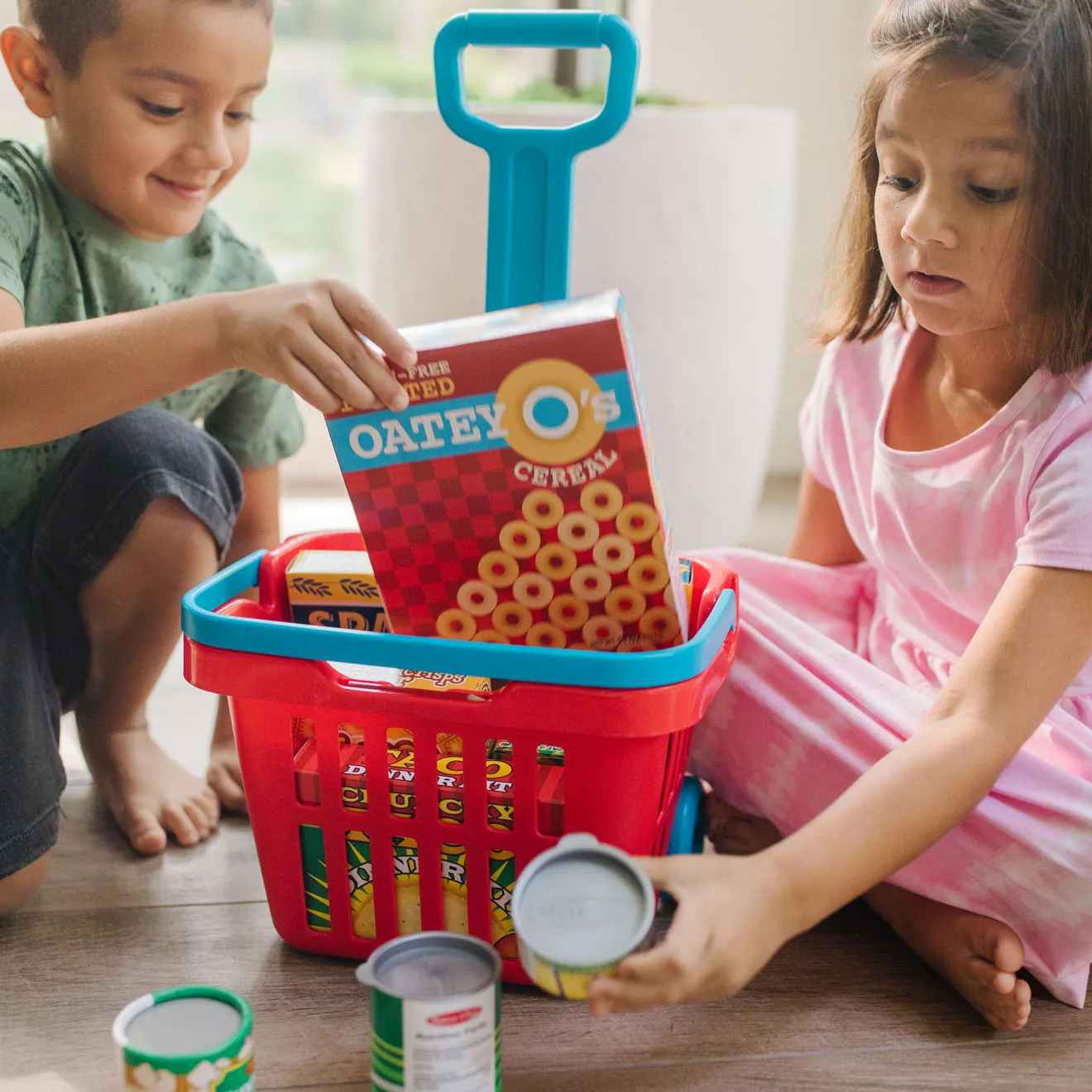 Melissa & Doug boodschappenmand speelset met rolwielen