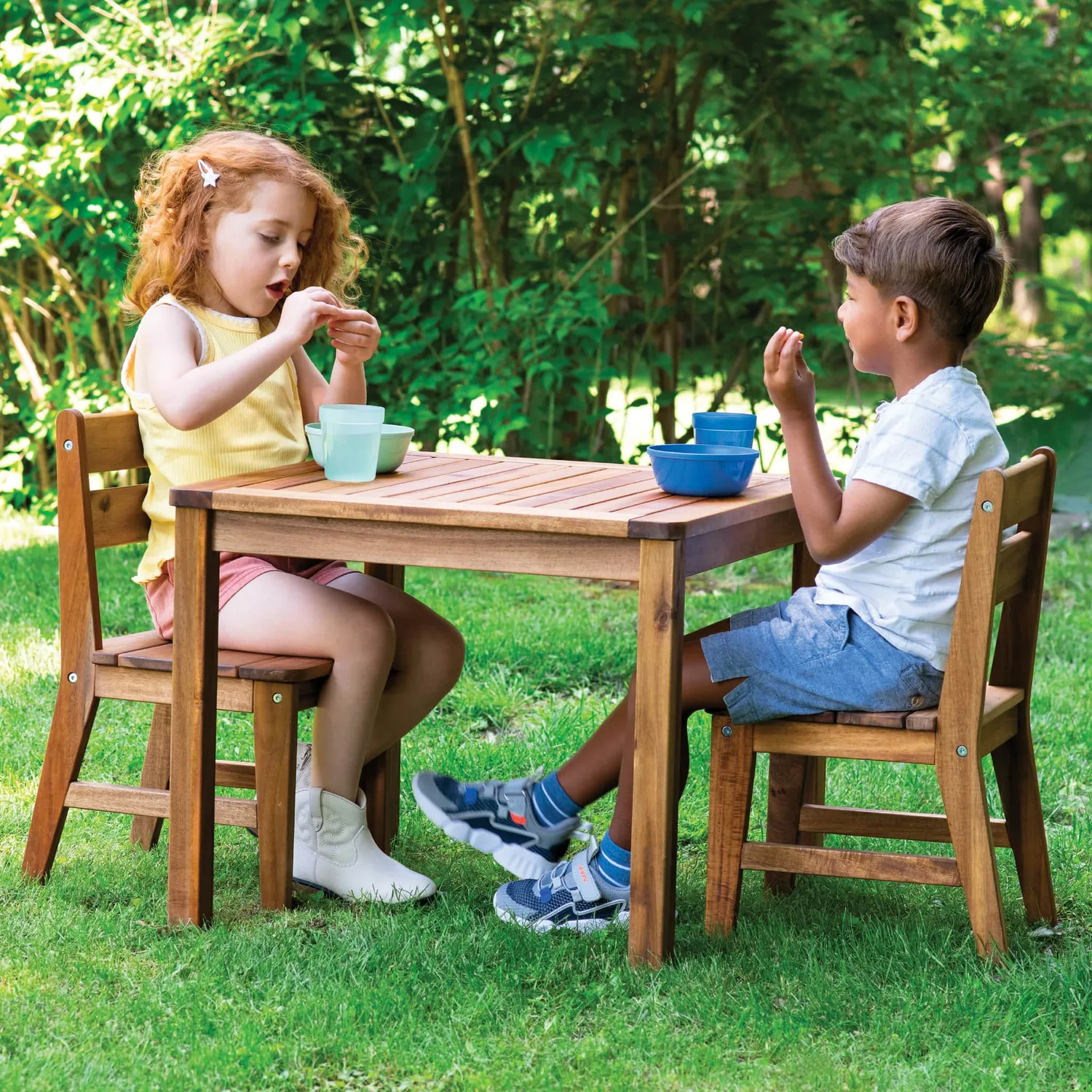 Guidecraft Acadia Outdoor tafel met stoelen 3-delig acacia