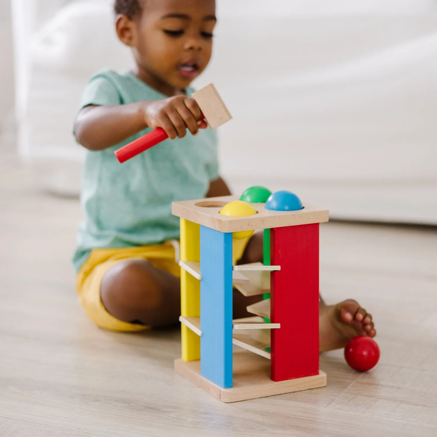 Melissa & Doug Pound & Roll Tower houten hamerspel 4 ballen
