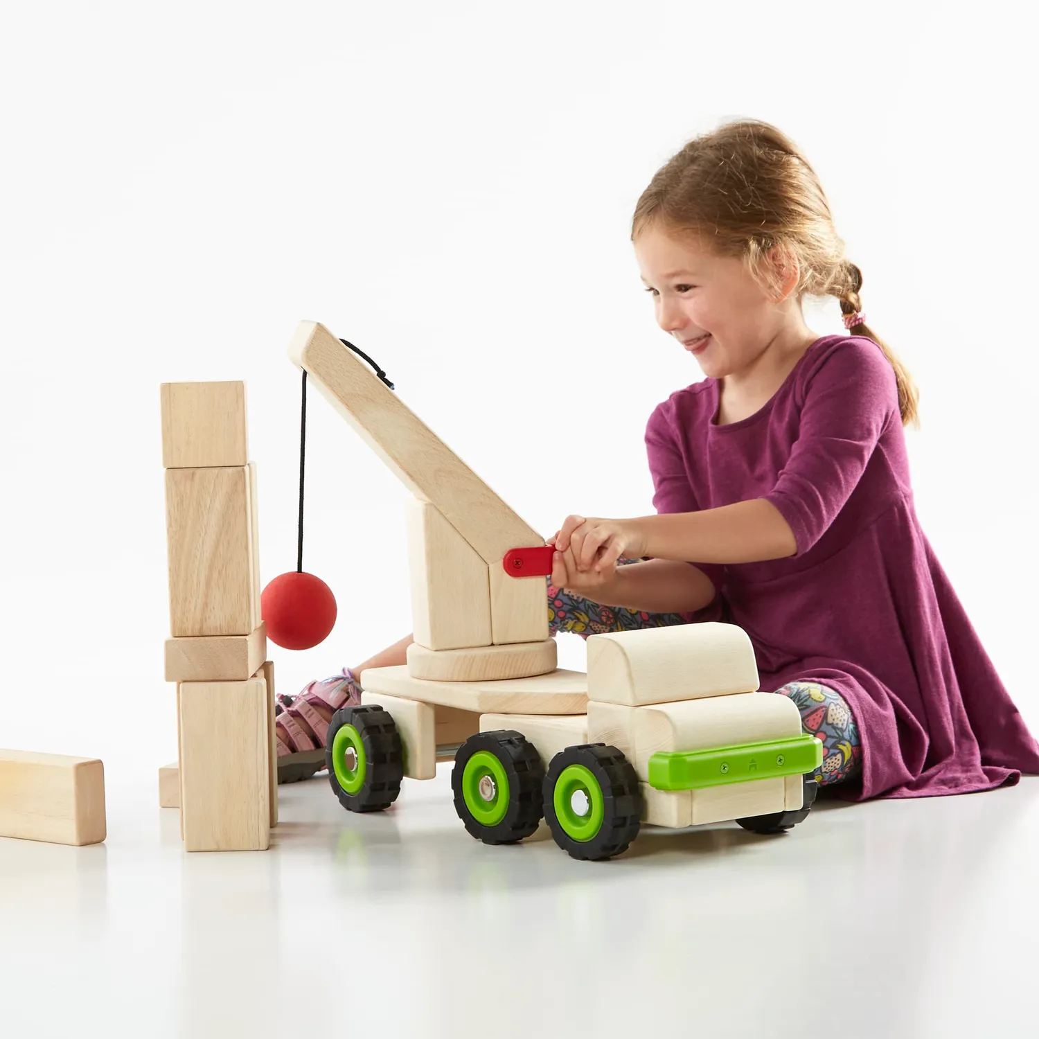 Guidecraft Block Science Big Wrecking Ball Truck sloopwagen