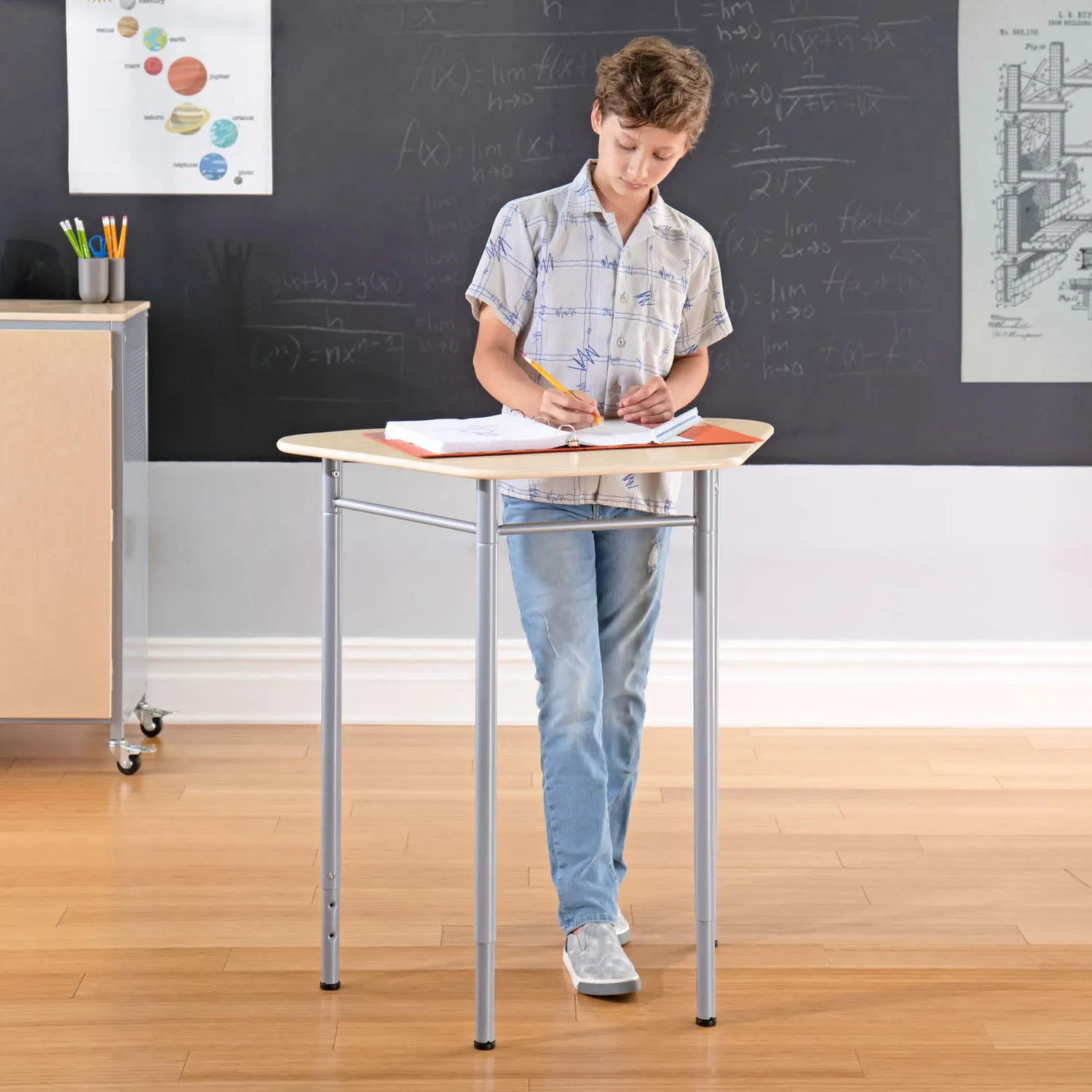 Guidecraft Standing Modular Desk bureau verstelbaar berken