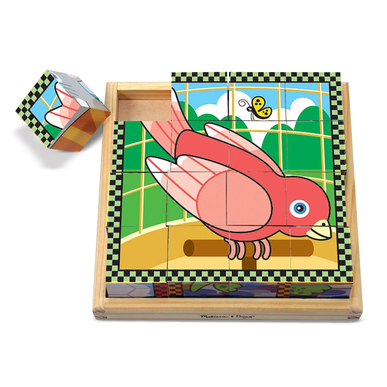 Melissa & Doug Pets Cube houten puzzel 16 blokken 6-in-1