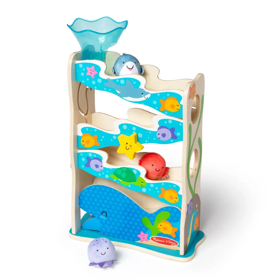 Melissa & Doug Rollables Ocean Slide houten ballenbaan 12+ maanden