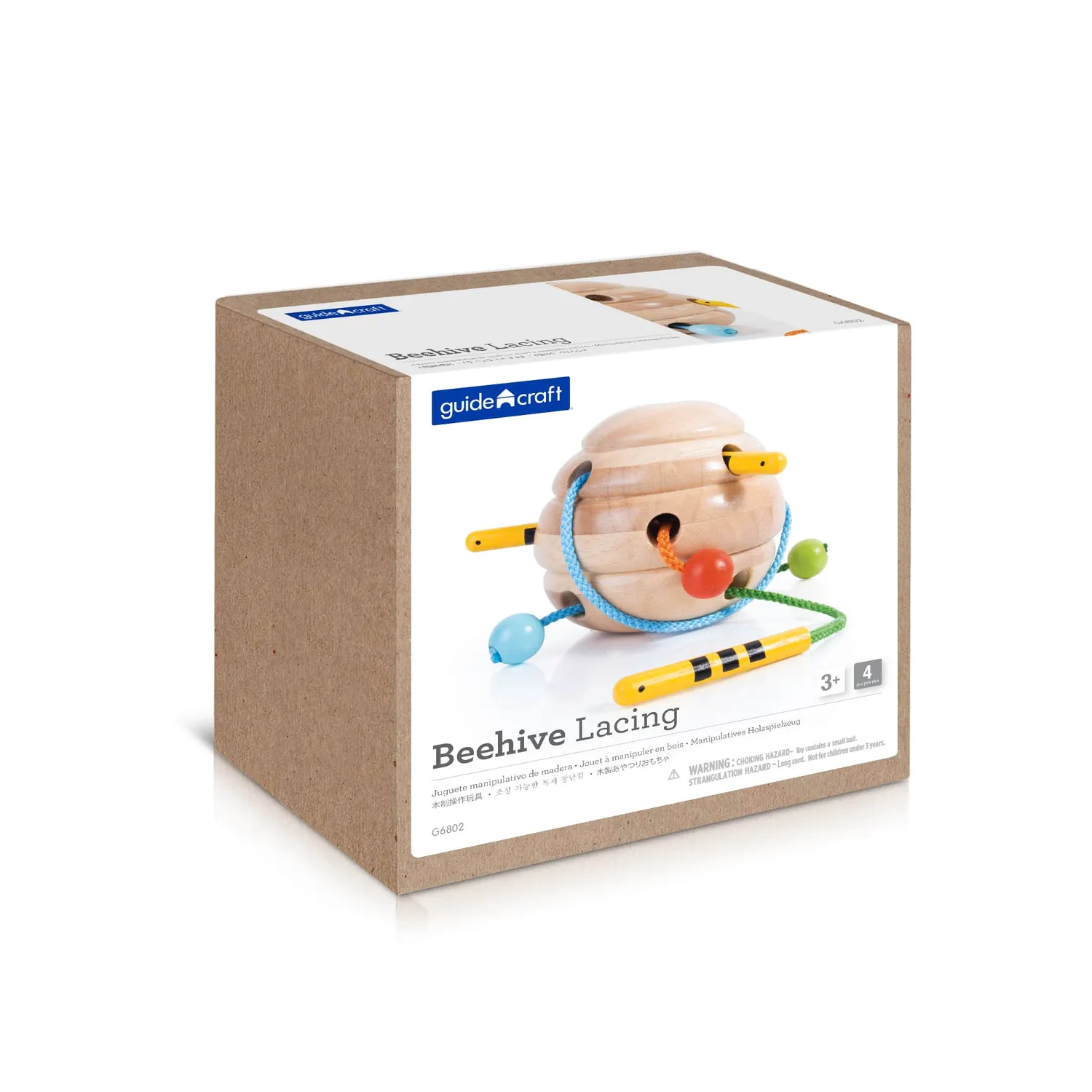 Guidecraft Beehive Lacing rijgspel bijenkorf 3 bijtjes