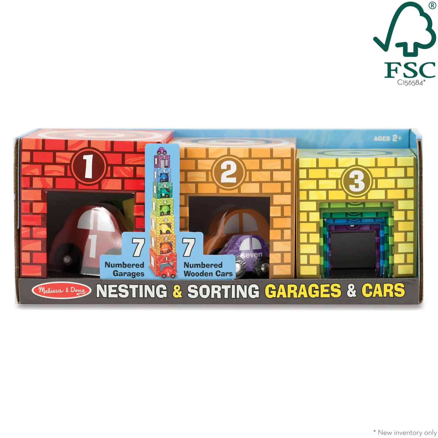 Melissa & Doug Nesting Sorting garages auto's 14-delig hout