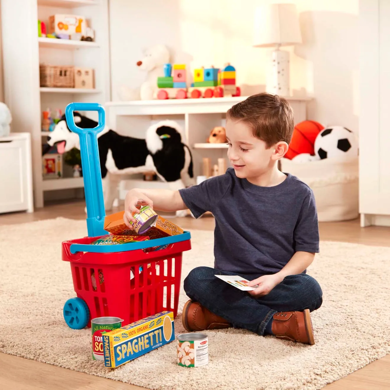 Melissa & Doug boodschappenmand speelset met rolwielen