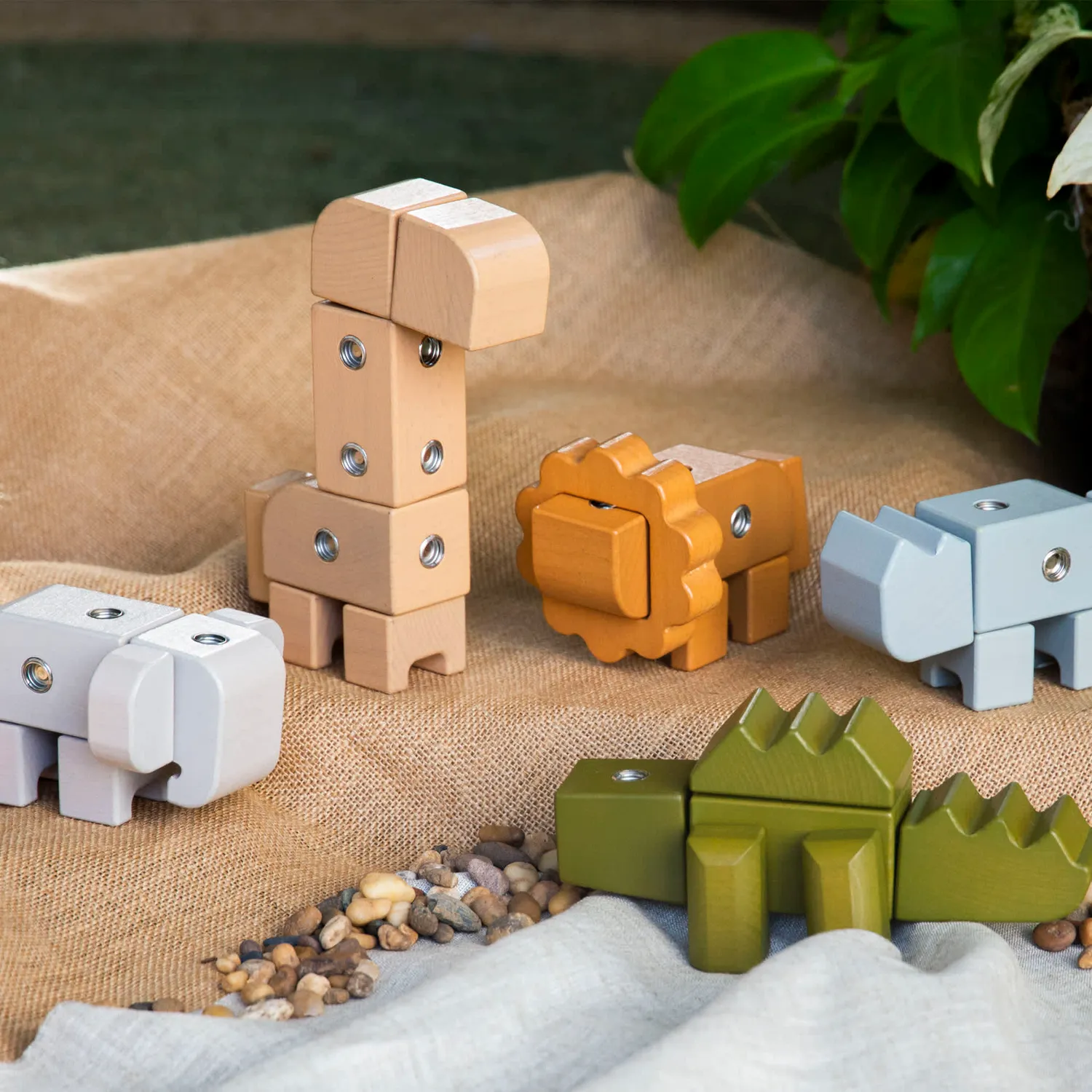 Guidecraft Snap Block Animals bouwblokken 33-delig hout