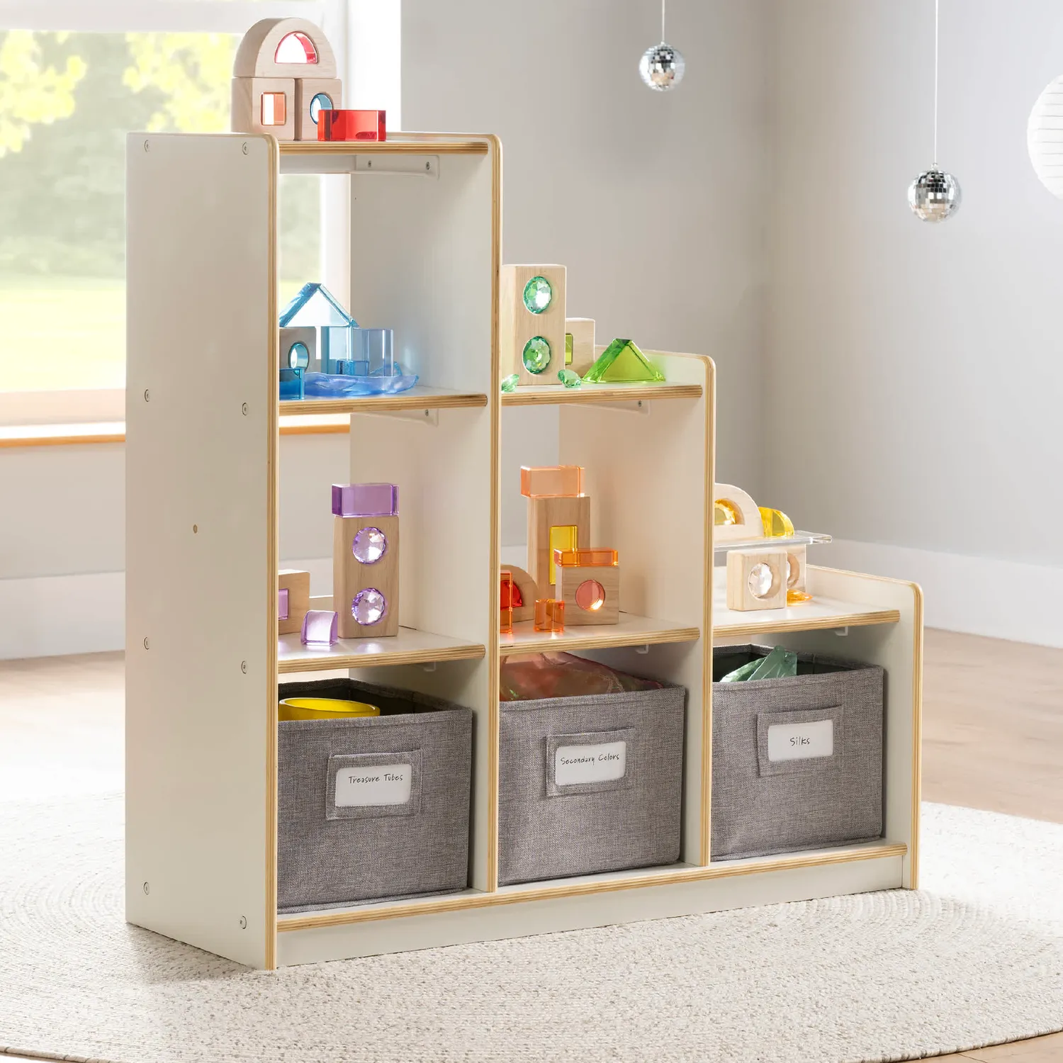 Guidecraft EdQ Curated Storage 3-2-1 Tier opbergkast met bakken