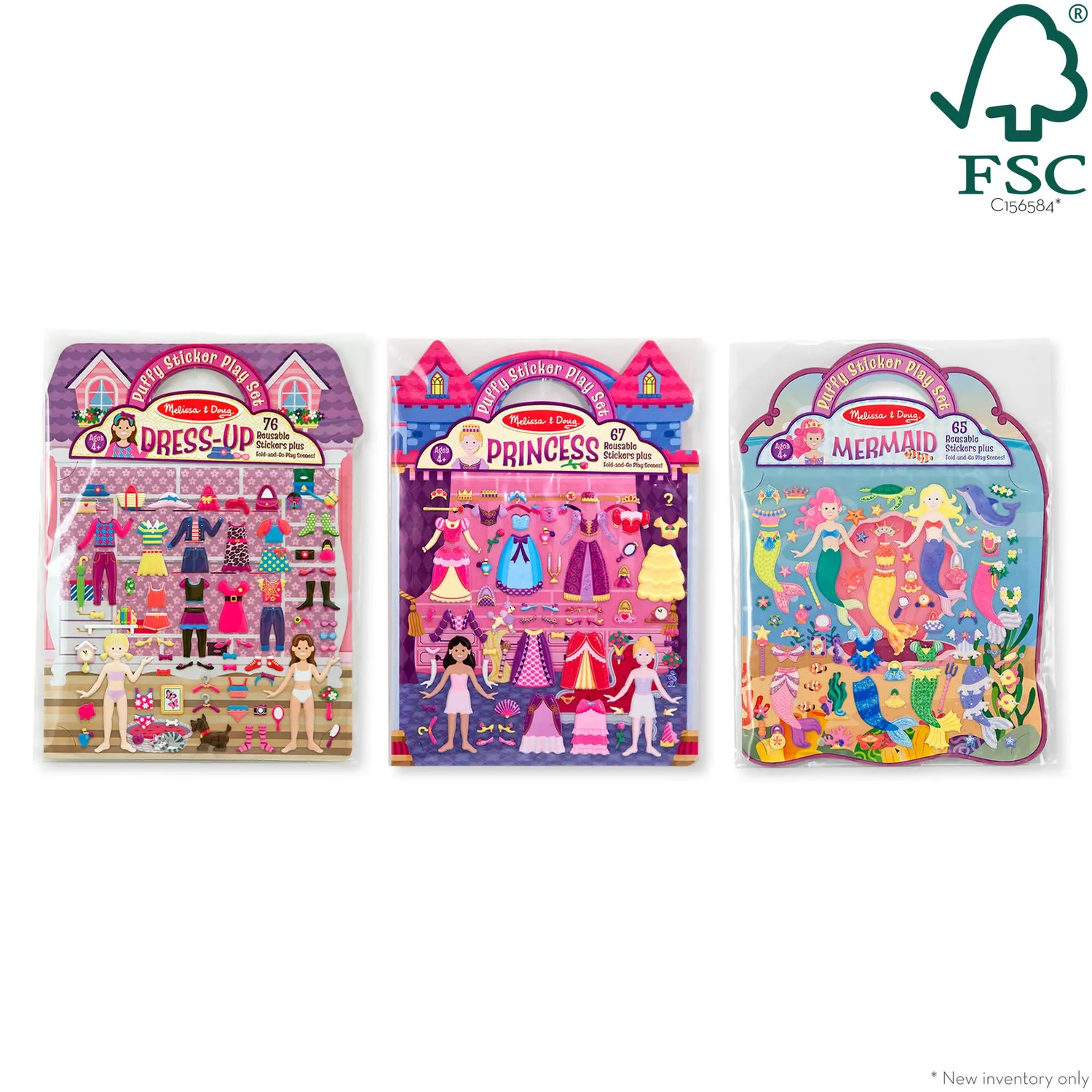 Melissa & Doug Puffy Sticker herbruikbare stickers 3 prinses