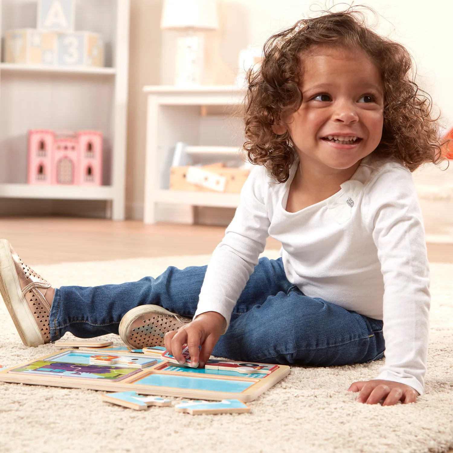Melissa & Doug Natural Play Ready Set Go houten puzzel