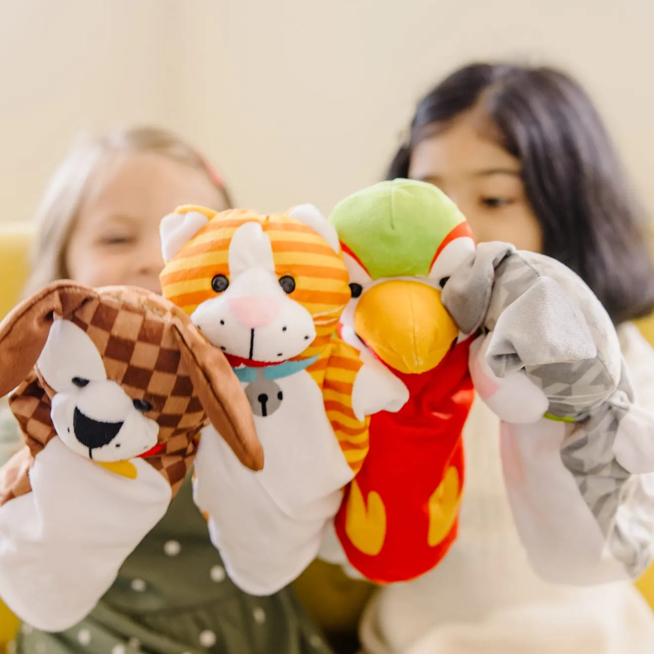 Melissa & Doug Playful Pets handpoppen set 4 stuks
