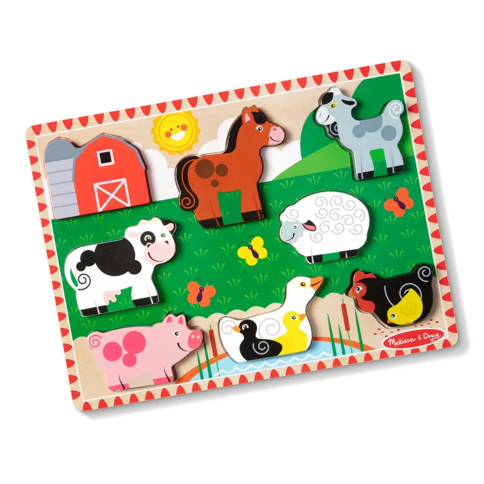 Melissa & Doug Farm Animals Chunky Puzzle houten puzzel 8 stukjes