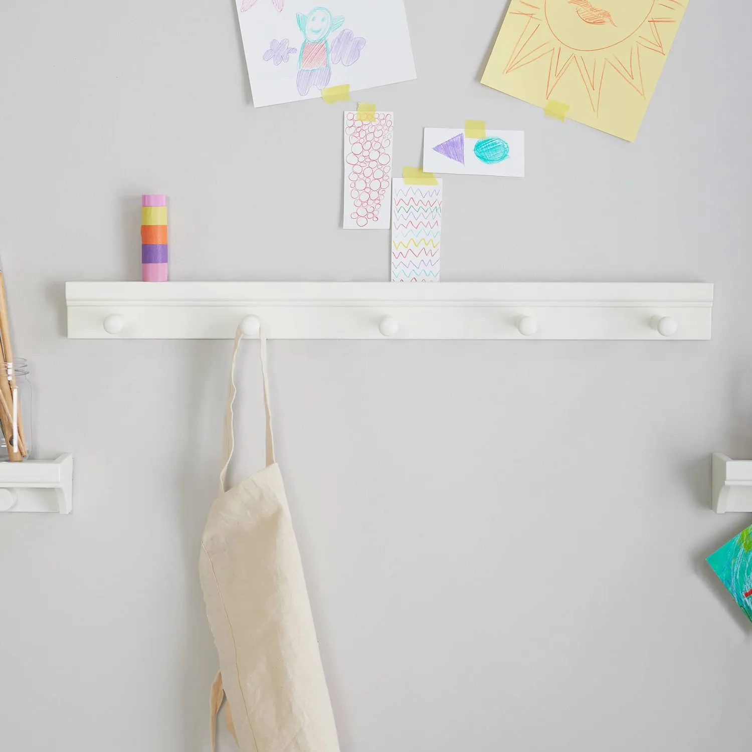 Martha Stewart Kids Peg Bar kapstok linen white hout