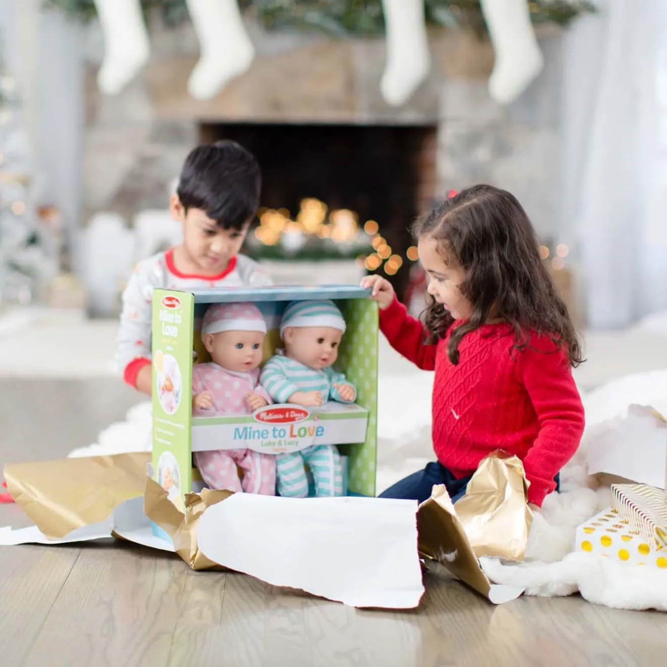 Melissa & Doug Mine to Love Twins Luke & Lucy poppen 38cm
