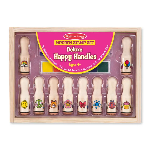 Melissa & Doug Happy Handle Deluxe stempelset 10-delig uitwasbaar