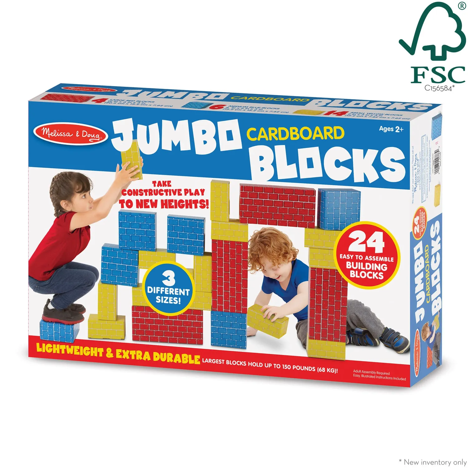 Melissa & Doug Jumbo Cardboard Blocks bouwblokken 24 stuks karton
