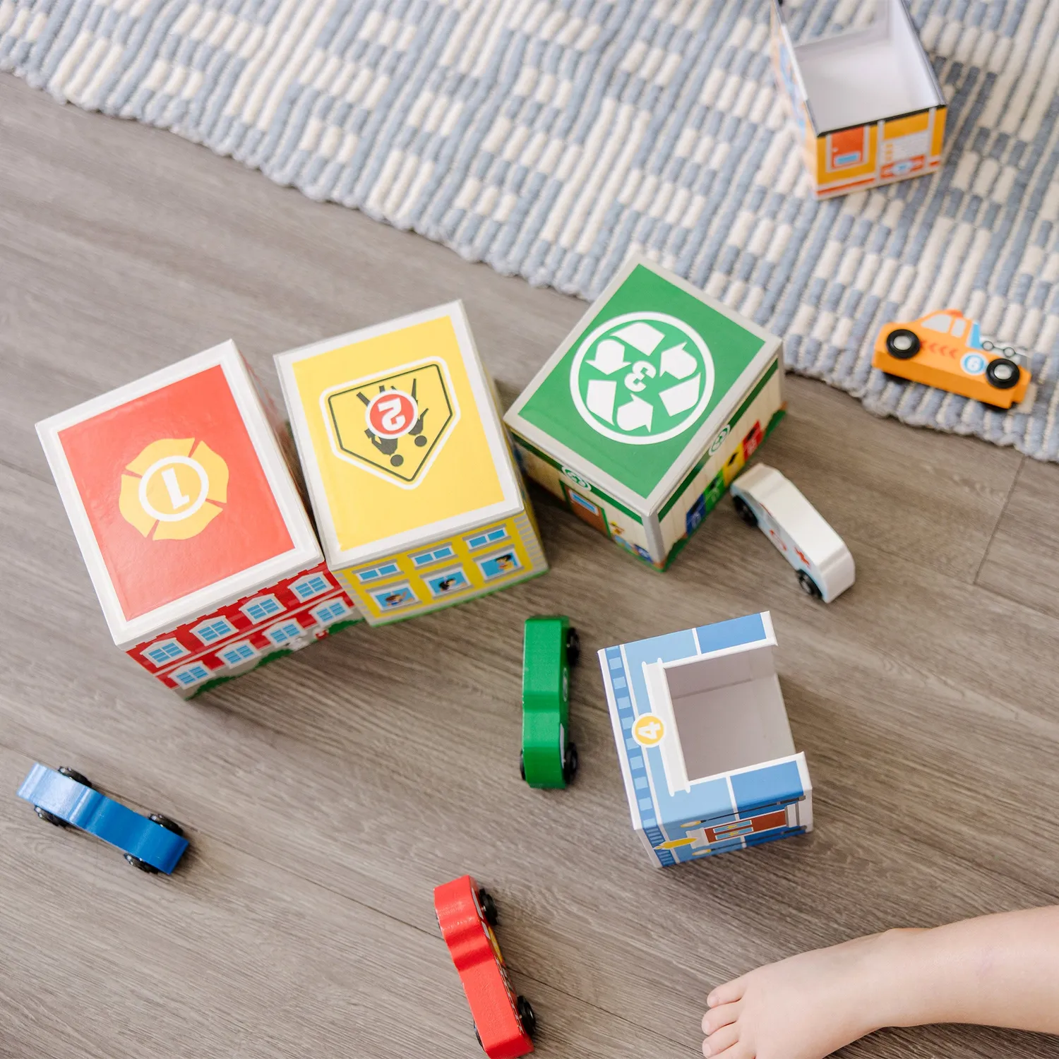 Melissa & Doug Nesting Sorting stapelblokken 6 voertuigen hout