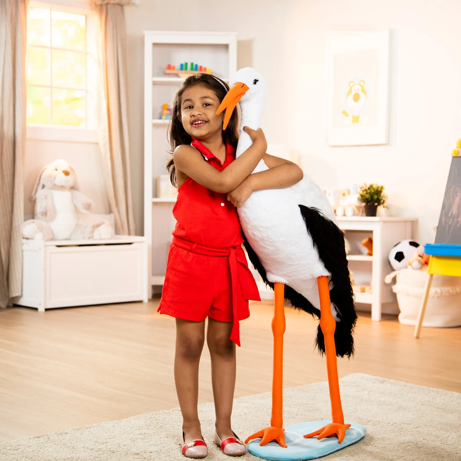 Melissa & Doug Lifelike Plush Stork knuffel 90 cm wit