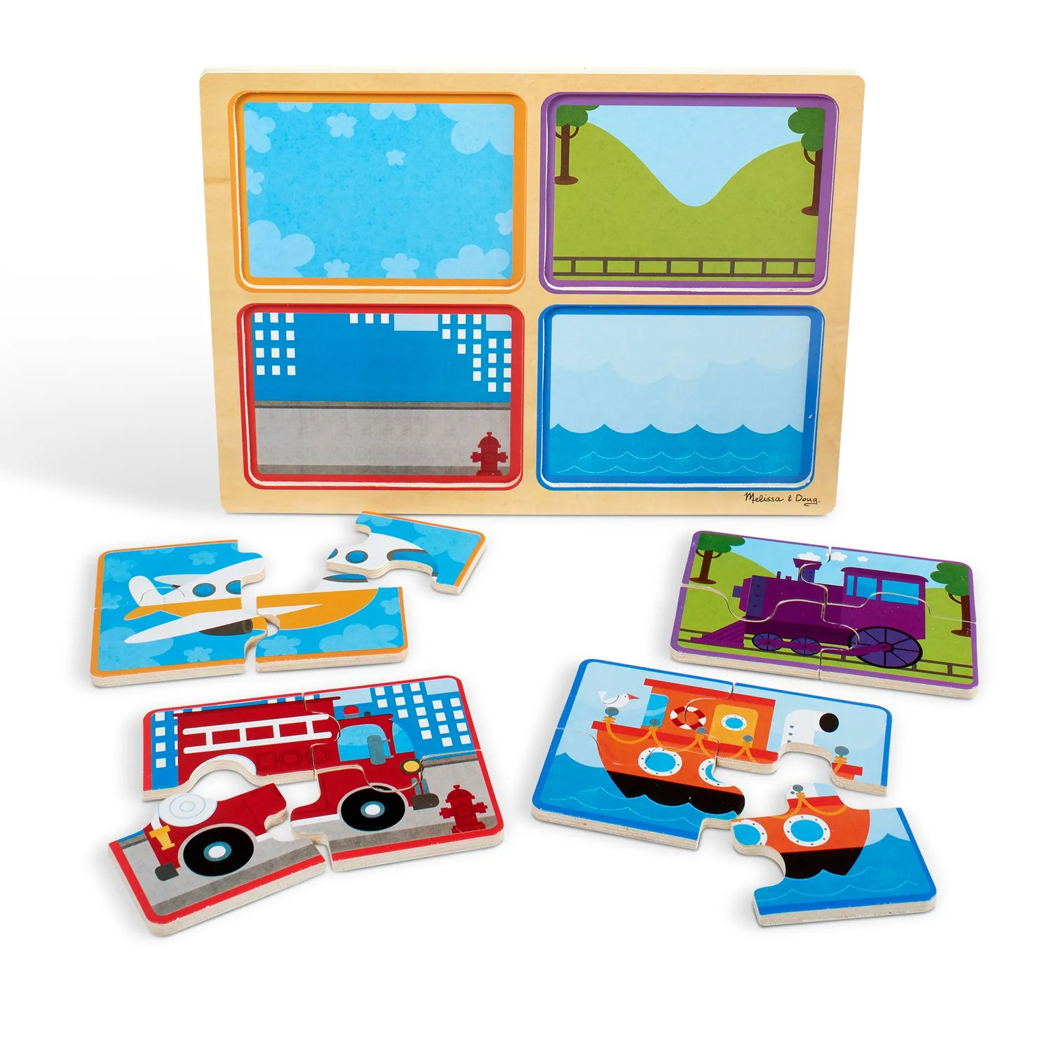 Melissa & Doug Natural Play Ready Set Go houten puzzel