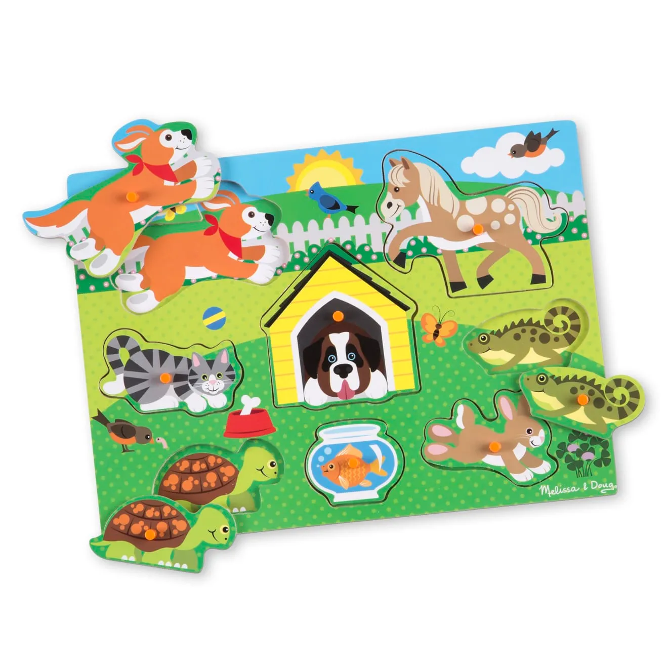 Melissa & Doug Pets knoppuzzel hout 8 stukjes huisdieren