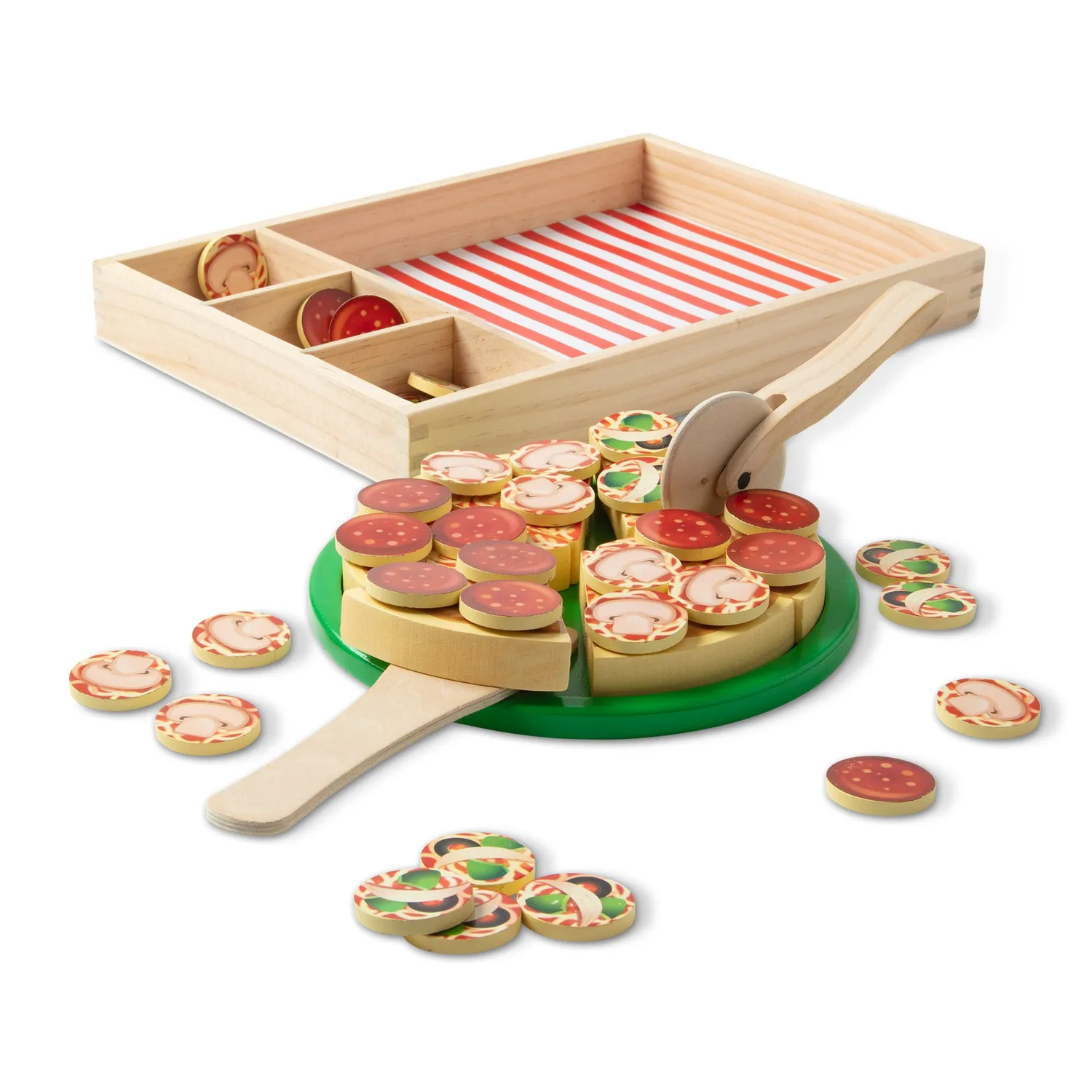 Melissa & Doug Pizza Party houten speelgoedpizza 6 plakjes