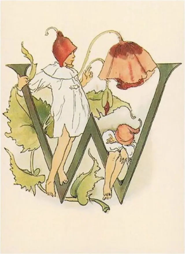 Ginger Fairy Ottilia Adelborg W kaart bloemenalfabet