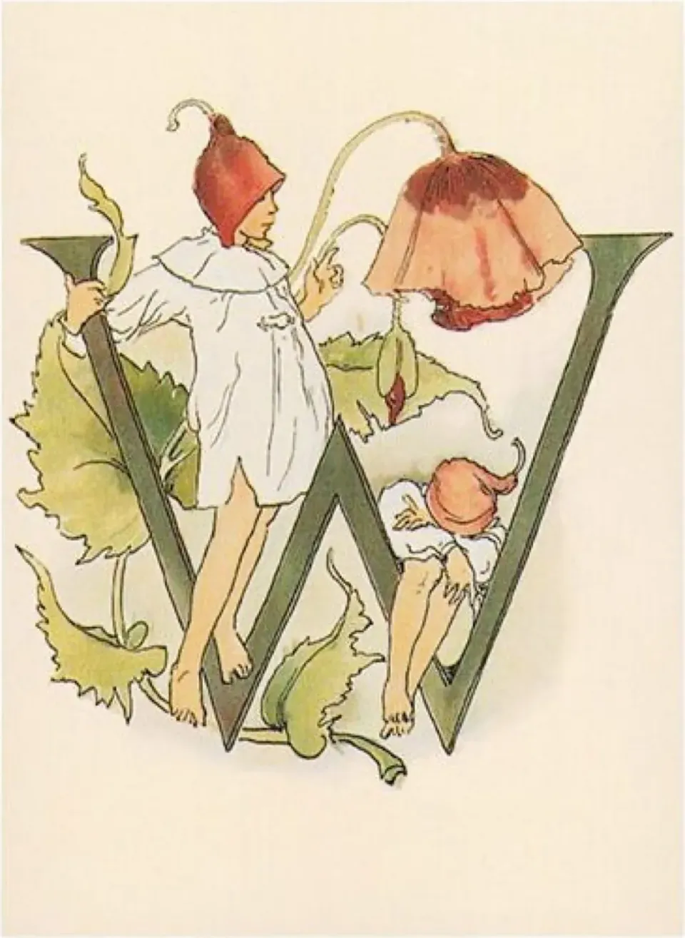Ginger Fairy Ottilia Adelborg W kaart bloemenalfabet