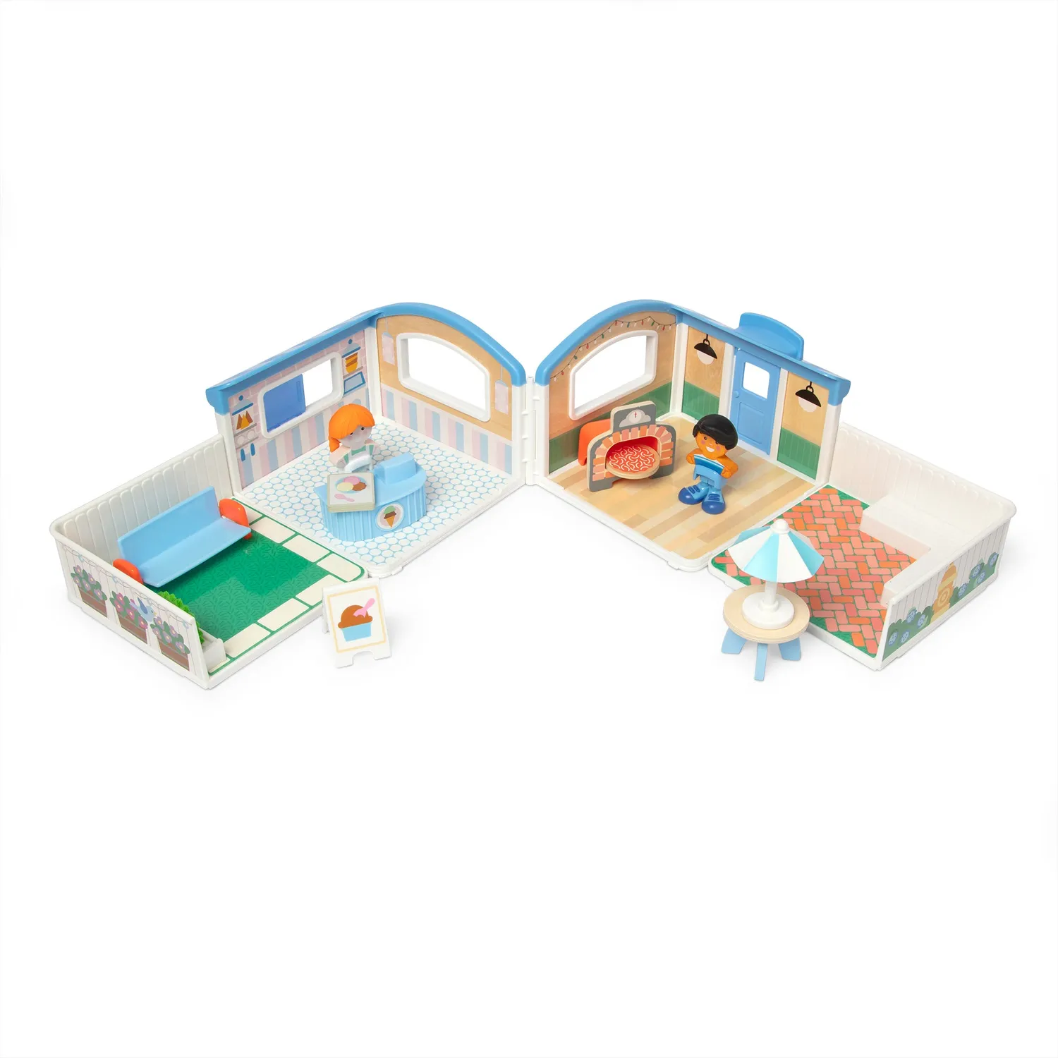 Melissa & Doug Cheery Lane IJs en Pizza poppenhuis 12-delig 2+ jaar