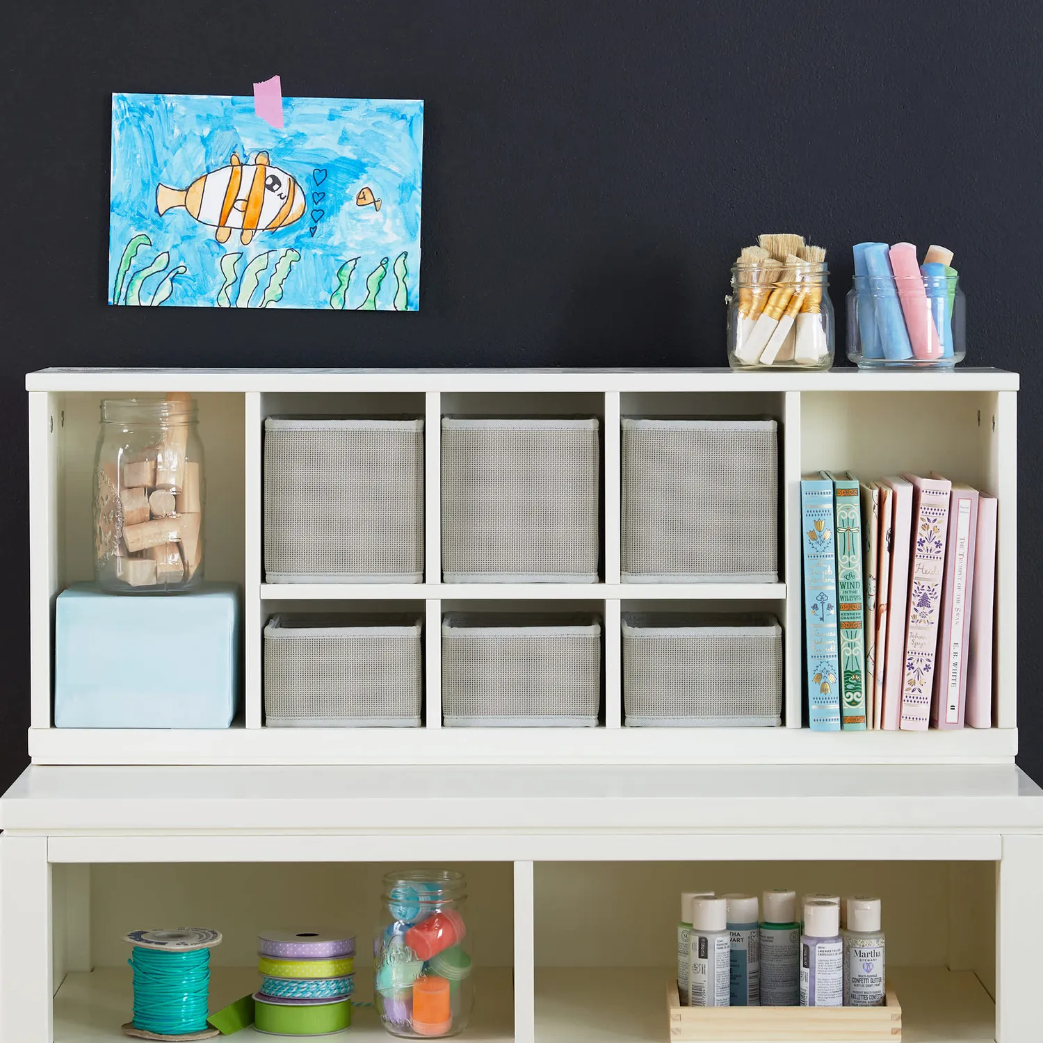 Martha Stewart Kids Cubby Organizer opberger Linen White