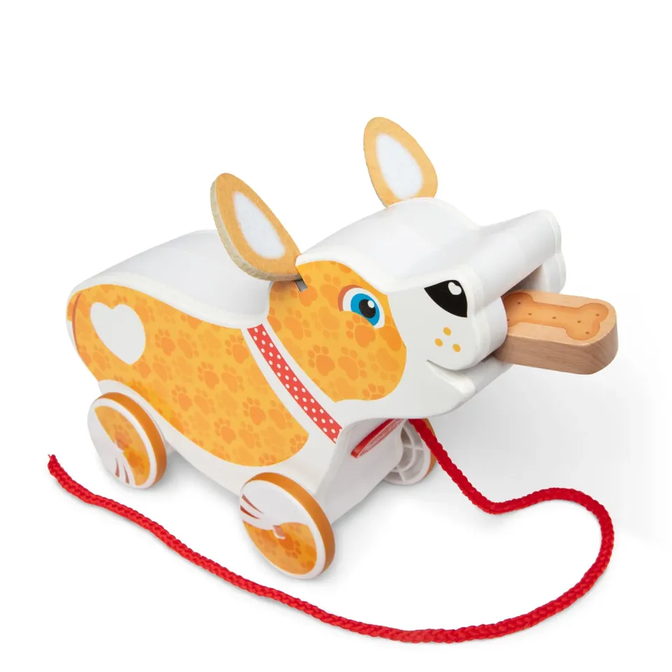 Melissa & Doug Feed Walk Poo Pup trekhond hout 18 maanden