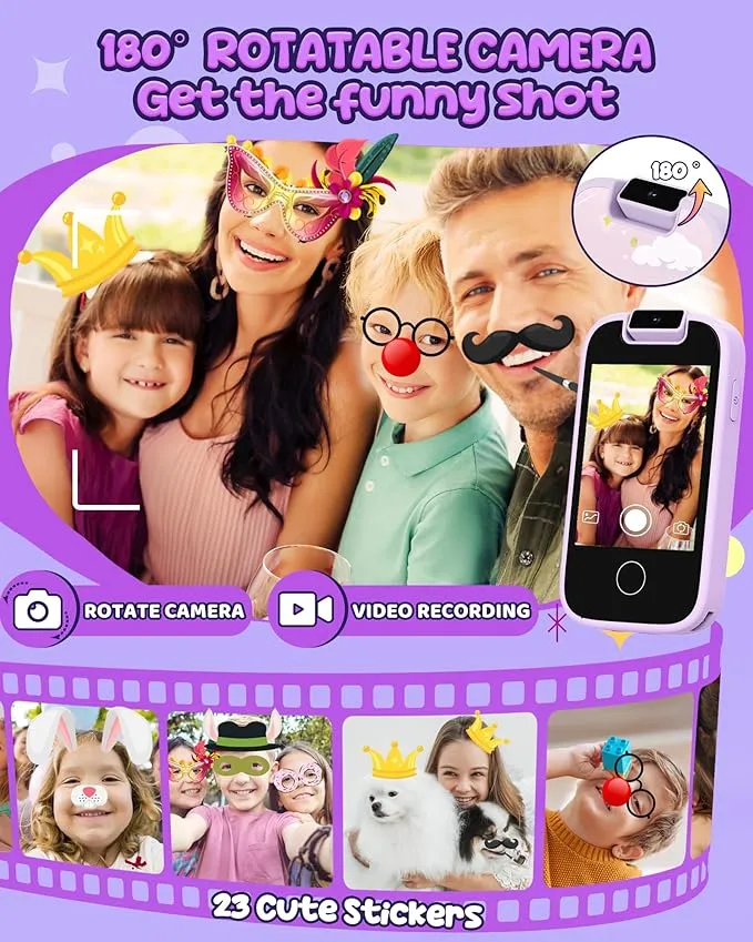KOKODI Kids Smart Phone speelgoedtelefoon roze camera