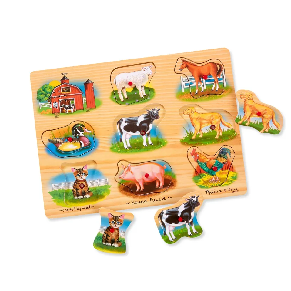 Melissa & Doug Farm houten geluidspuzzel 8 stukjes 2+ jaar