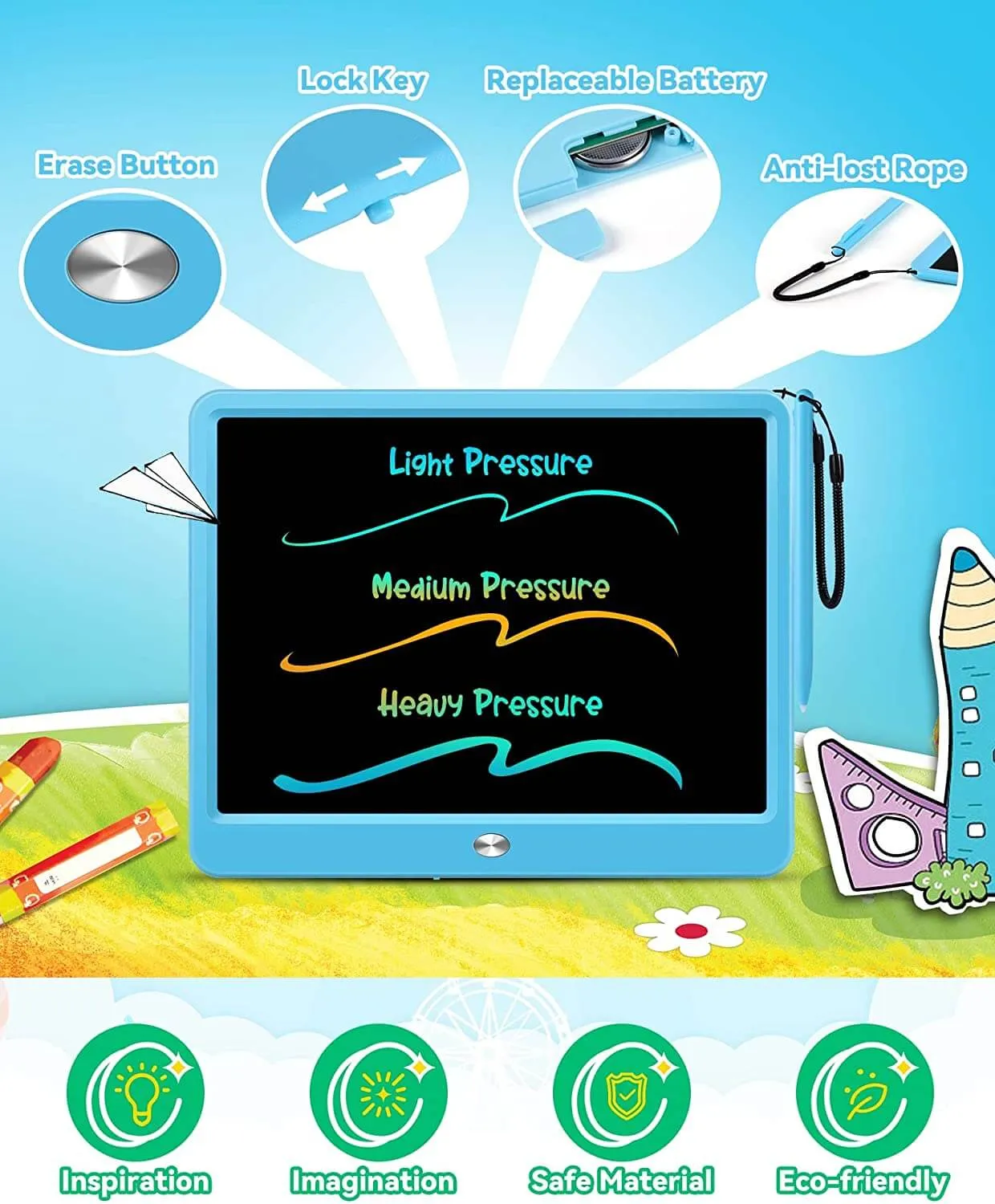 KOKODI LCD Writing Tablet tekentablet 12 inch blauw