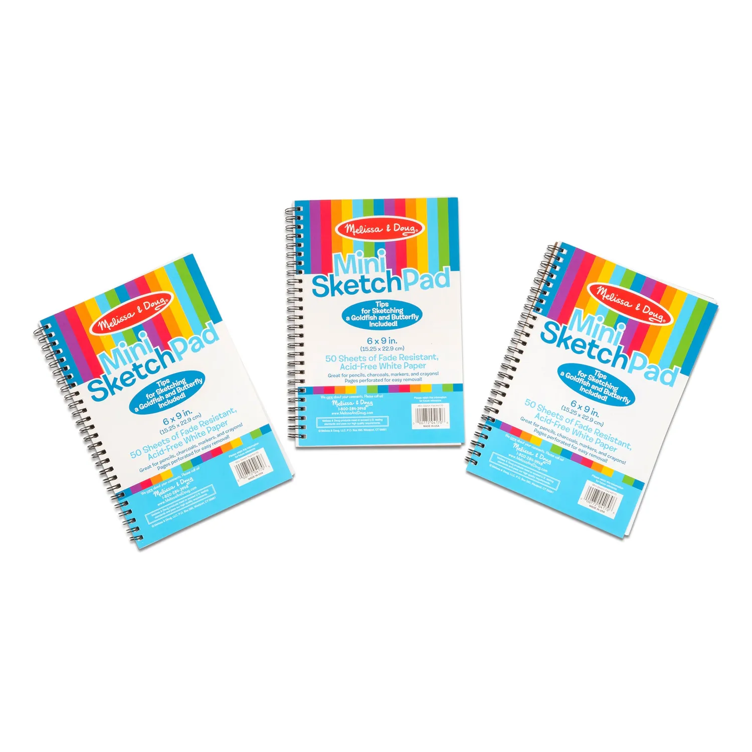 Melissa & Doug Mini Sketch Pad schetsblok 3 stuks tekenpapier
