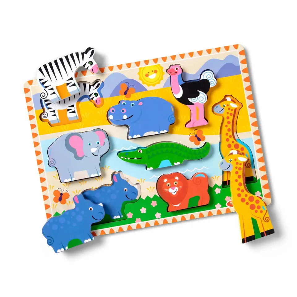 Melissa & Doug Safari chunky puzzel 8 stukjes hout dieren