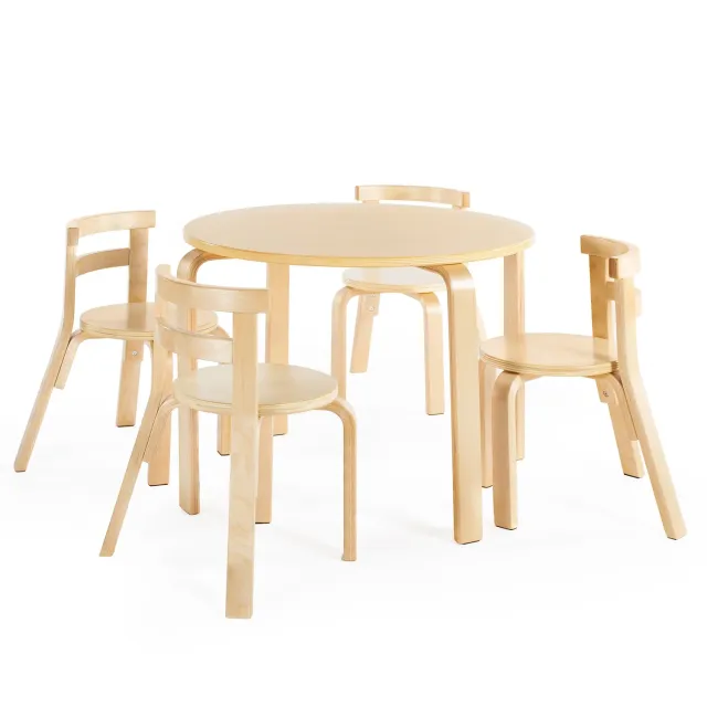 Guidecraft Nordic Tafel met 4 Stoelen Kinderset Naturel Hout