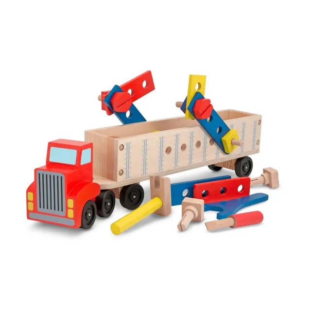Melissa & Doug Big Rig bouwset vrachtwagen hout 22-delig