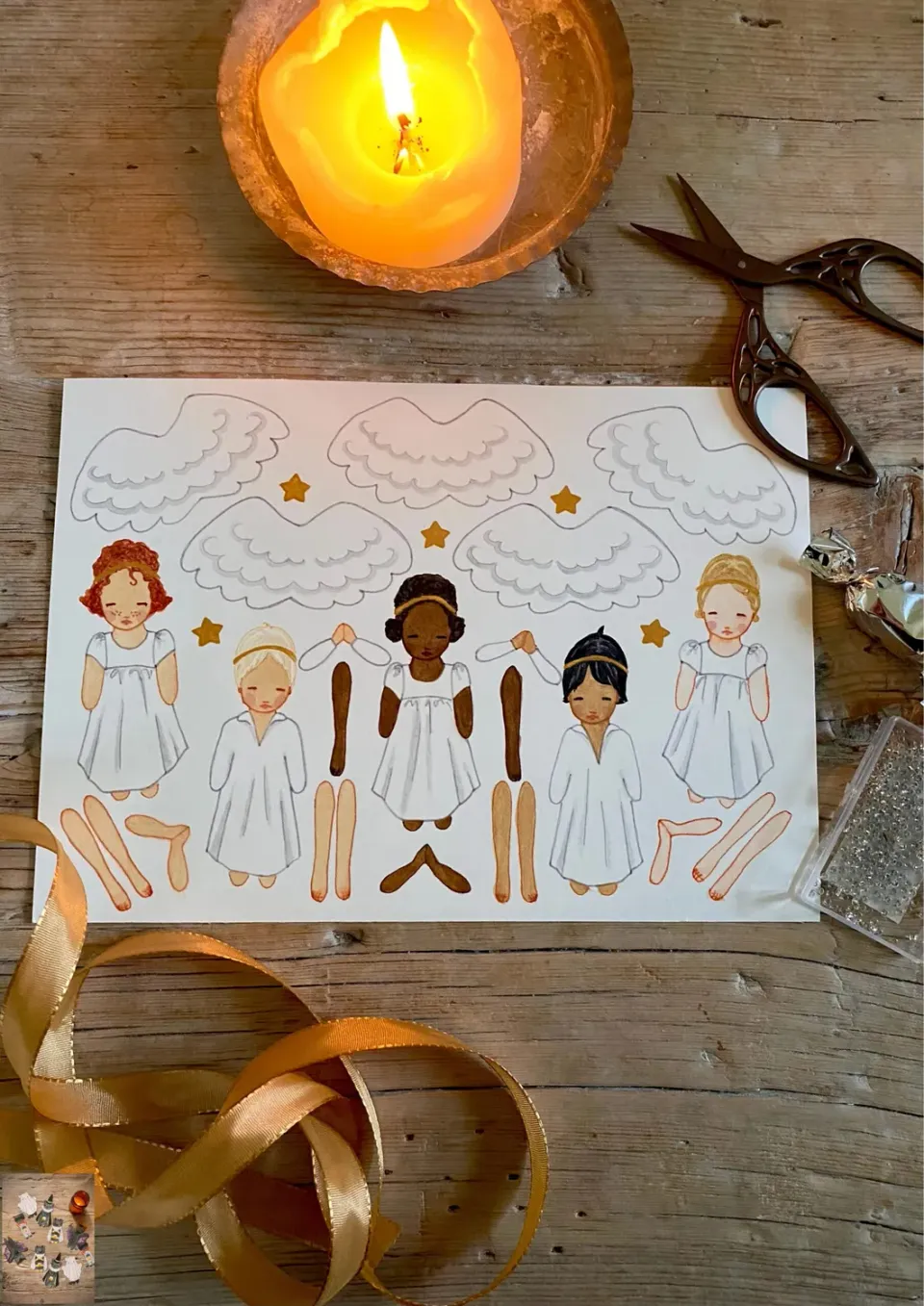 Ginger Fairy Engelenkoor knutselvel A5 kerstkaart