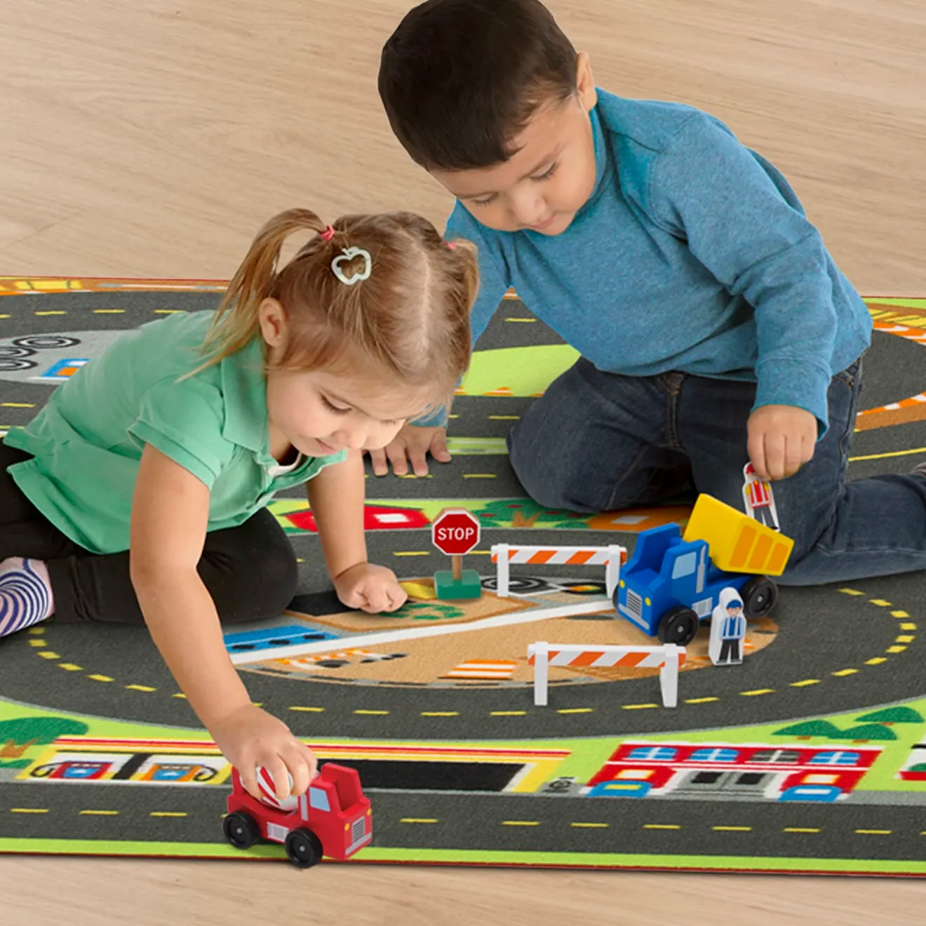 Melissa & Doug Jumbo Roadway speelkleed auto's groot