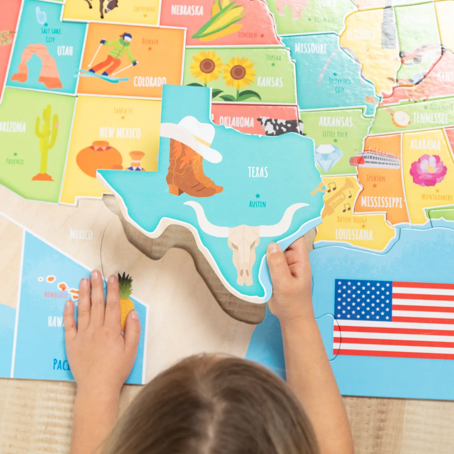 Melissa & Doug USA Map vloerpuzzel 51 stukjes 90x60 cm