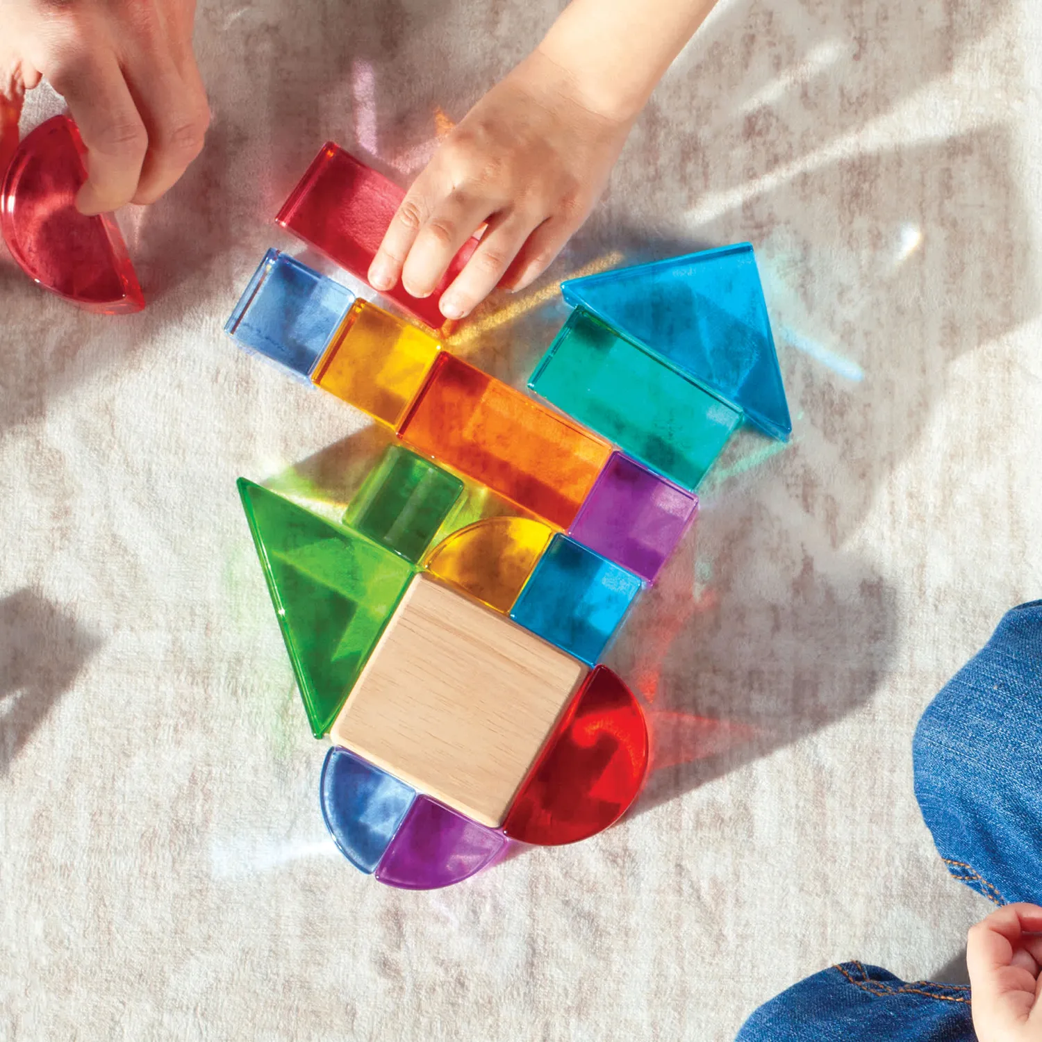 Guidecraft Acrylic Rainbow Unit Blocks Foundation Set bouwblokken 16-delig