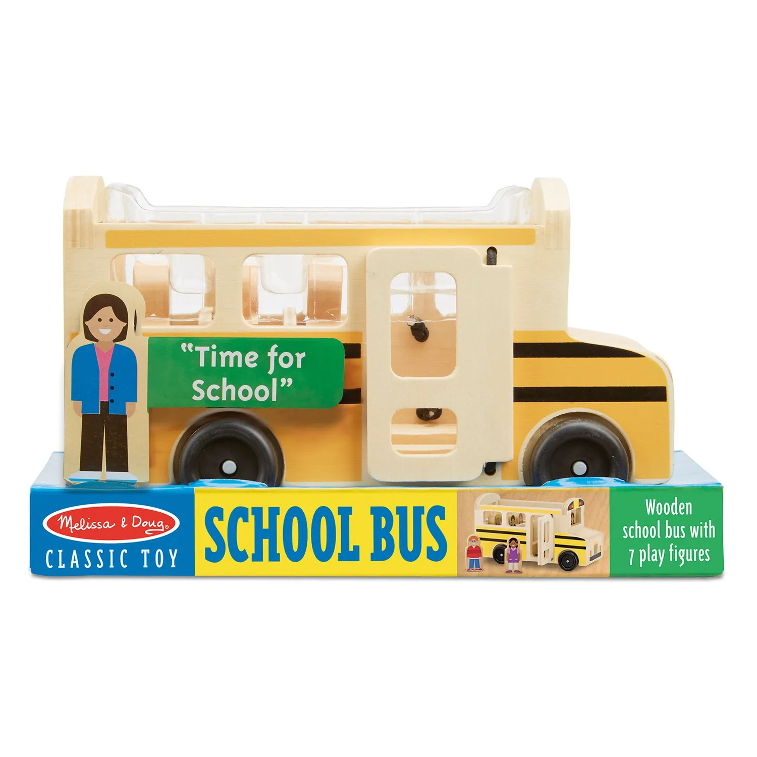 Melissa & Doug Wooden School Bus speelbus 8-delig hout