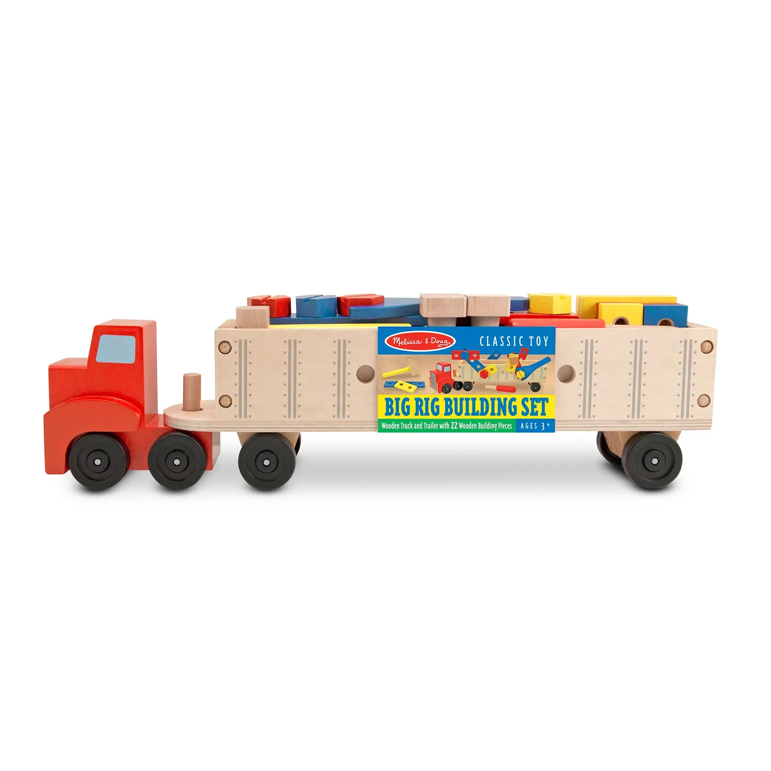 Melissa & Doug Big Rig bouwset vrachtwagen hout 22-delig