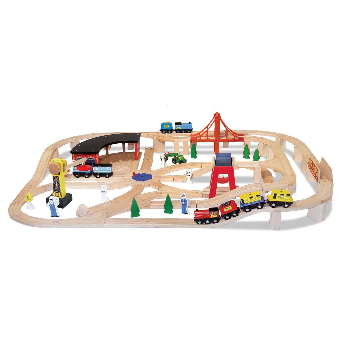 Melissa & Doug Wooden Railway Set houten treinbaan deluxe