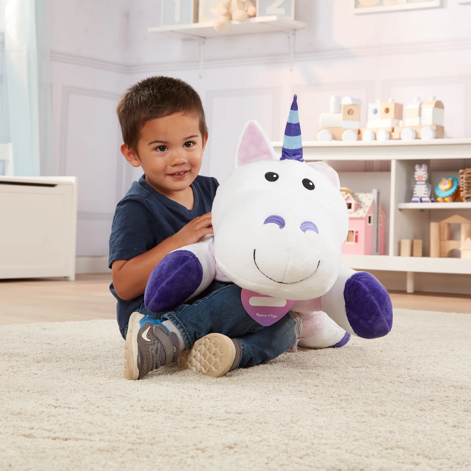 Melissa & Doug Cuddle Unicorn Jumbo knuffel wit 70 cm