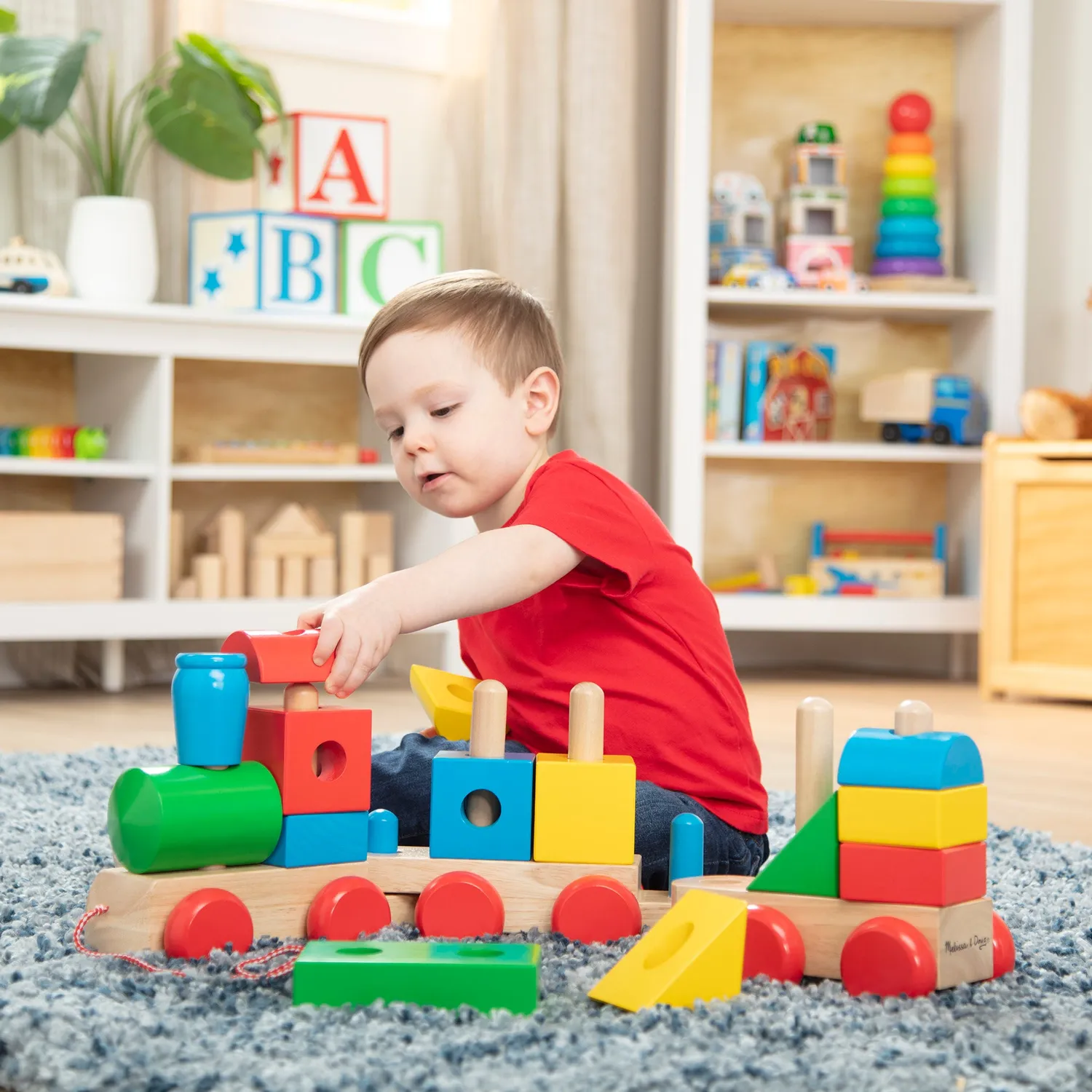 Melissa & Doug Jumbo Stacking Train houten trein classic 14-delig