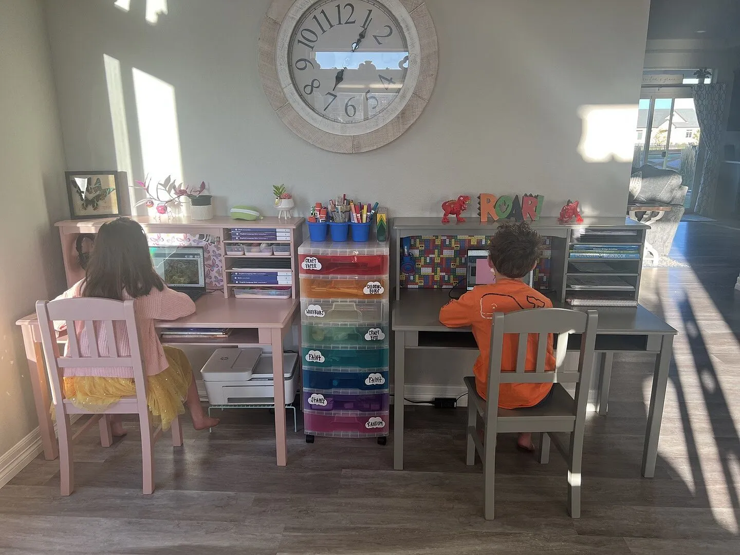 Guidecraft Media Desk bureau met stoel navy hout groot werkblad