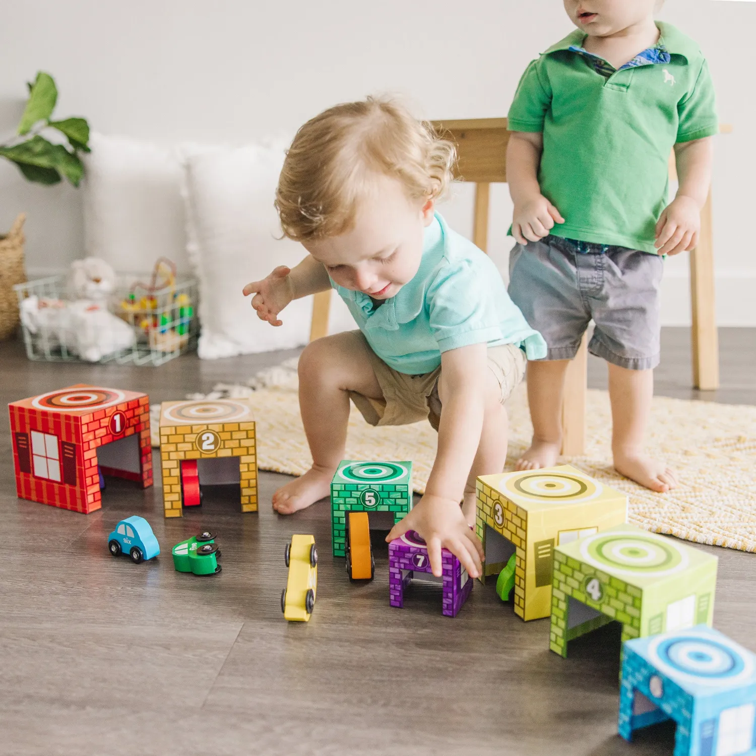 Melissa & Doug Nesting Sorting garages auto's 14-delig hout