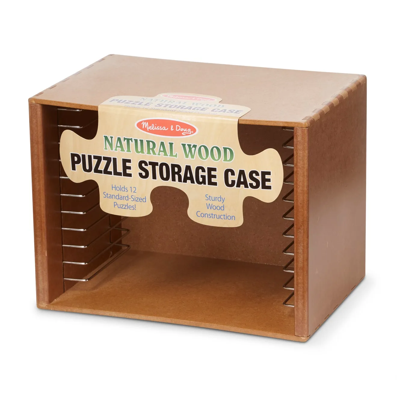 Melissa & Doug Natural Wood Puzzle Case puzzelkoffer hout 12 vakken